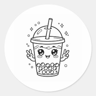 Adesivo Coloração de chá de boba Kawaii