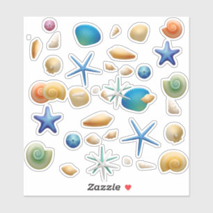 Adesivo Coloração de Seashell Colorida de Scrapbooking 6"