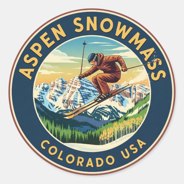 Adesivo Colorado Aspen Snowmass Skier Skiing (Frente)