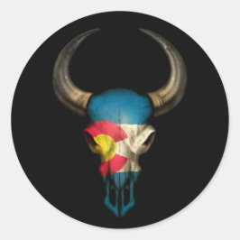 Adesivo Colorado Flag Bull Skull em Preto