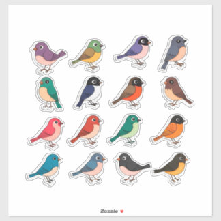 Adesivo Colorful Cartoon Bird Sticker Set