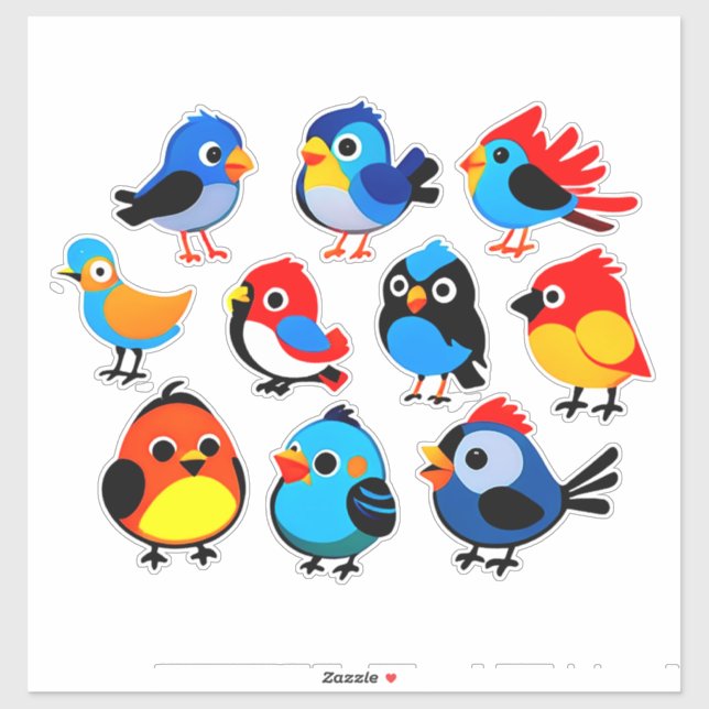 Adesivo Colorful Cartoon Bird Sticker Set (Folha)