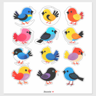 Adesivo Colorful Cartoon Bird Sticker Set