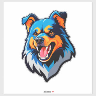 Adesivo Colorful Cartoon Blue and Orange Dog