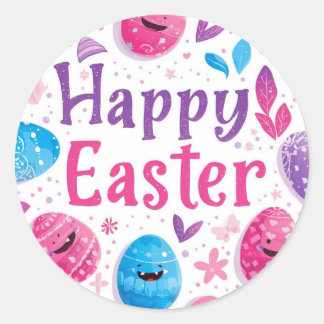 Adesivo Colorful Easter Egg Hunt Classic Round Sticker 