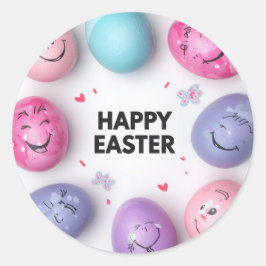 Adesivo Colorful Easter Egg Hunt Classic Round Sticker 