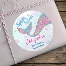 Colorful Mermaid watercolor birthday