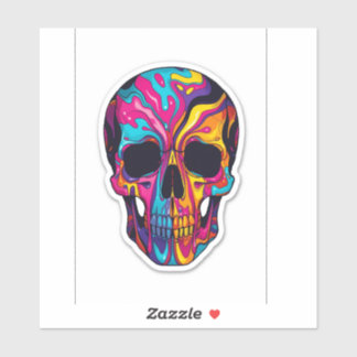 Adesivo  Colorful Psychedelic Skull Vinyl Sticker