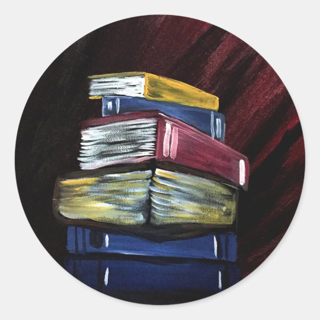 Adesivo Colorful Stacked Books Painting Literary (Frente)