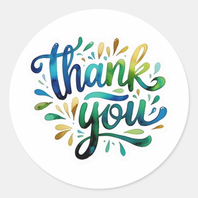 Adesivo Colorful Thank You Classic Round Sticker (Frente)