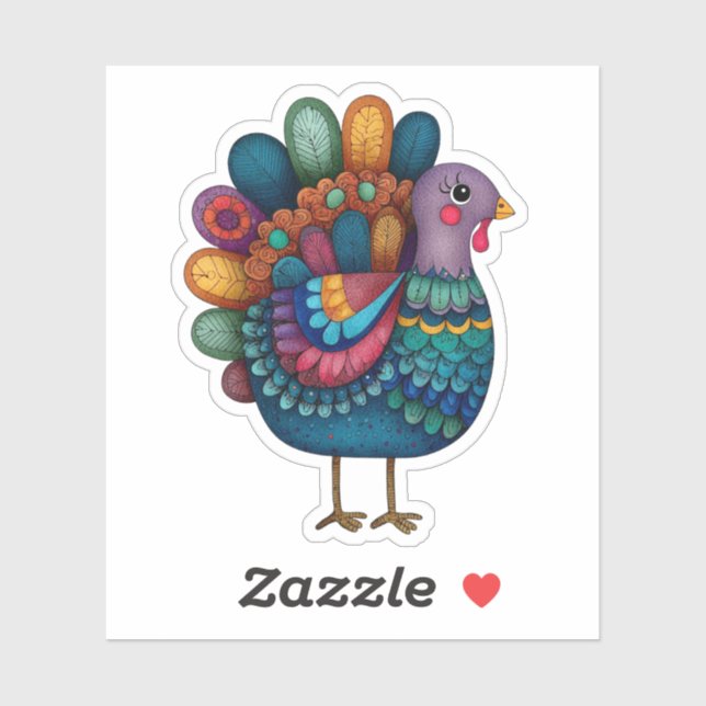 Adesivo Colorful Thanksgiving Turkey (Folha)