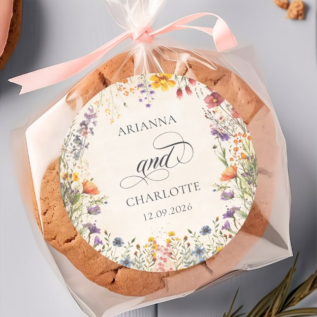 Adesivo Colorful Wildflower Botanical Wedding Sticker (Criador carregado)