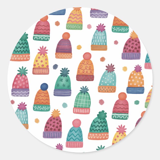 Adesivo Colorful Woolly Hats Winter (Frente)