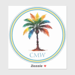 Adesivo Colorida Aquarela Monograma da Palma