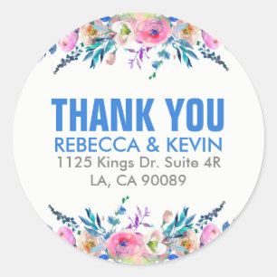 Adesivo Colorida Aquarelas Flores Buquê Obrigado