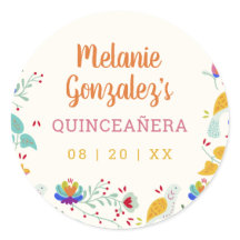 Colorida Arte Popular Mexicana Floral Quinceañera