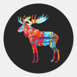 Adesivo Colorida Canadiana Moose Abstrato Willife Na