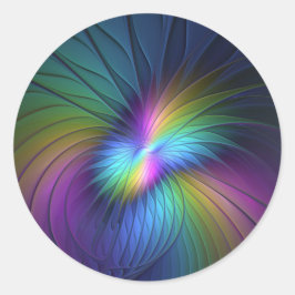 Adesivo Colorida Com Arte Fractal Abstrato Moderna Azul