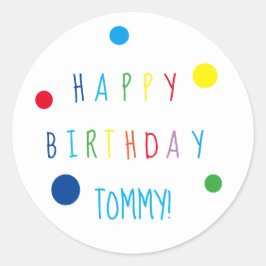 Adesivo Colorida Confetti Happy Birthday Round Sticker