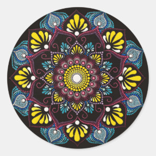 Adesivo Colorida Dot Art Mandala   Sacred Geometry Boho