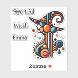 Adesivo Colorida, Elegante, Abstrato Bruxa de Halloween