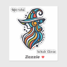 Adesivo Colorida, Elegante, Abstrato Bruxa de Halloween