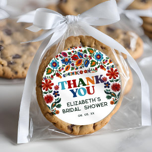 Adesivo Colorida Festa Floral de Bordado Flores Obrigado