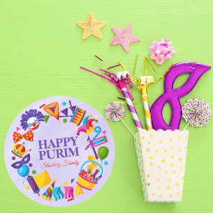 Adesivo Colorida Happy Purim Stickers