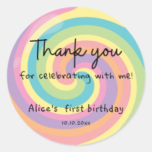 Adesivo Colorida Lollipop, Obrigado