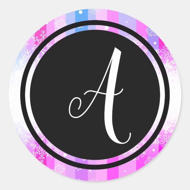 Adesivo Colorida Monograma de Neve Preto - Vinheta em Círc (Frente)