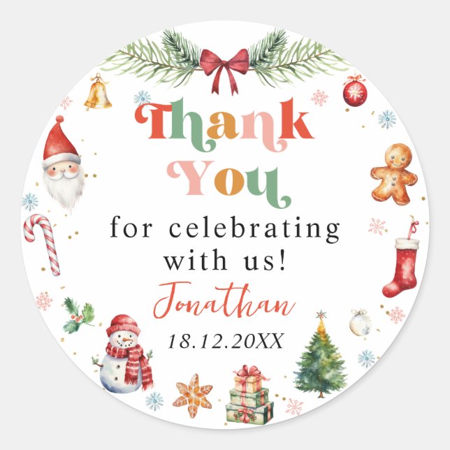 Adesivo Colorida Oh Que Divertido Primeiro Aniversário De  (Frente)