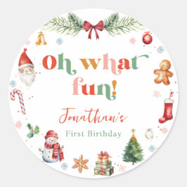 Adesivo Colorida Oh Que Divertido Primeiro Aniversário De 