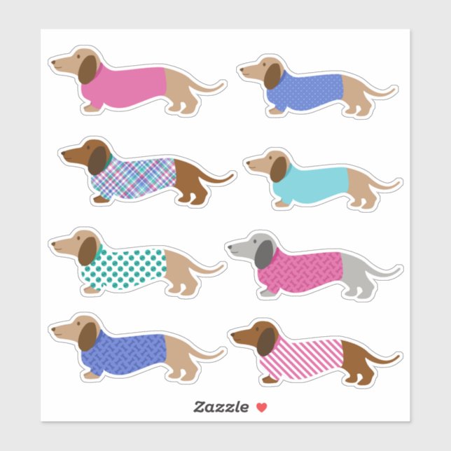 Adesivo Colorida Pastel Dachshund Stickers (Folha)