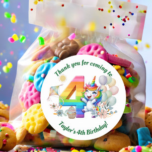 Adesivo Colorida Rainbow e Unicorn 4º Partido de Aniversár