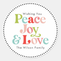 Colorida Retro Paz Joy & Love Família Natal