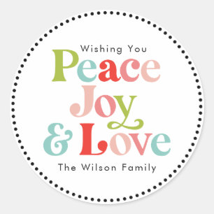 Adesivo Colorida Retro Paz Joy & Love Família Natal