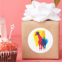 Colorida Spray Paint Giraffe Silhouette Stickers