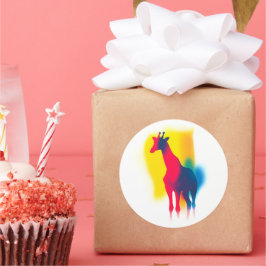 Adesivo Colorida Spray Paint Giraffe Silhouette Stickers