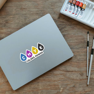 Adesivo Colorida Vinheta de Gotas de Tinta CMYK