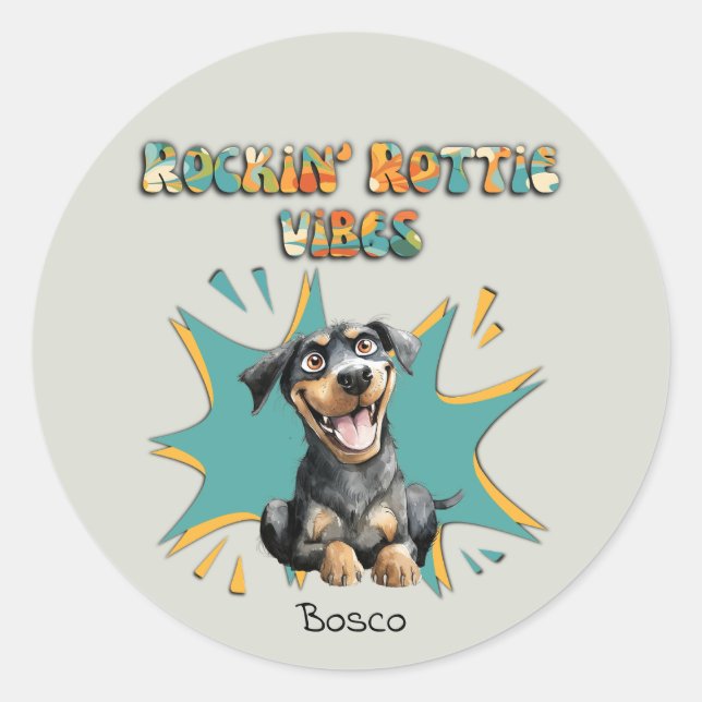 Adesivo Colorido, 70 anos, criações de cães super engraçad (Frente)