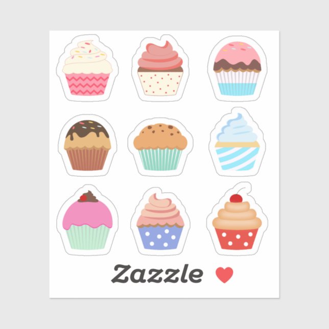 Adesivo Colorido Cupcakes Muffins Decorativos Planner  (Folha)
