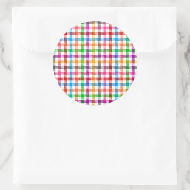 Adesivo Colorido Design de Xadrez de Arco-Íris - Branco  (Bolsa)