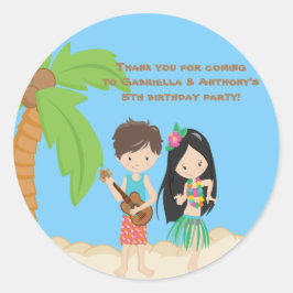 Adesivo Colorido Luau Hawaiian Kids Obrigado Sticker