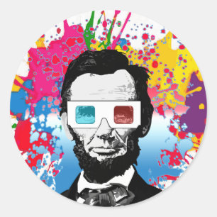 Adesivo Colorido Óculos 3D de Abraham Lincoln com Tinta Es