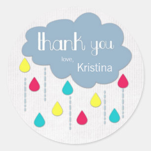 Adesivo Colorido polvilha o obrigado do chá de fraldas