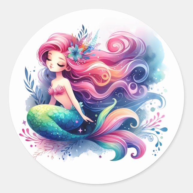 Adesivo Coloridos de Sereia Bonitos (Frente)