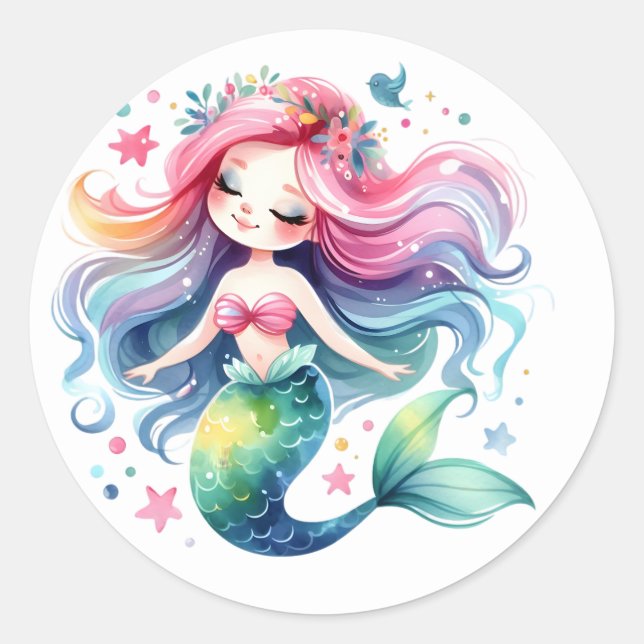 Adesivo Coloridos de Sereia Bonitos (Frente)