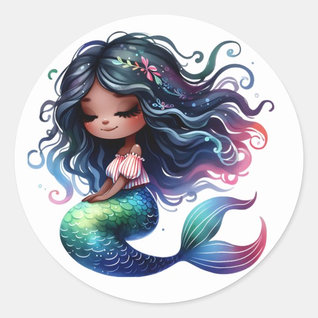 Adesivo Coloridos de Sereia Bonitos (Frente)