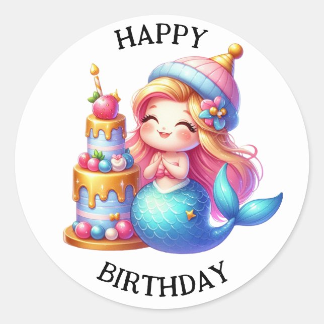 Adesivo Coloridos de Sereia Bonitos (Frente)