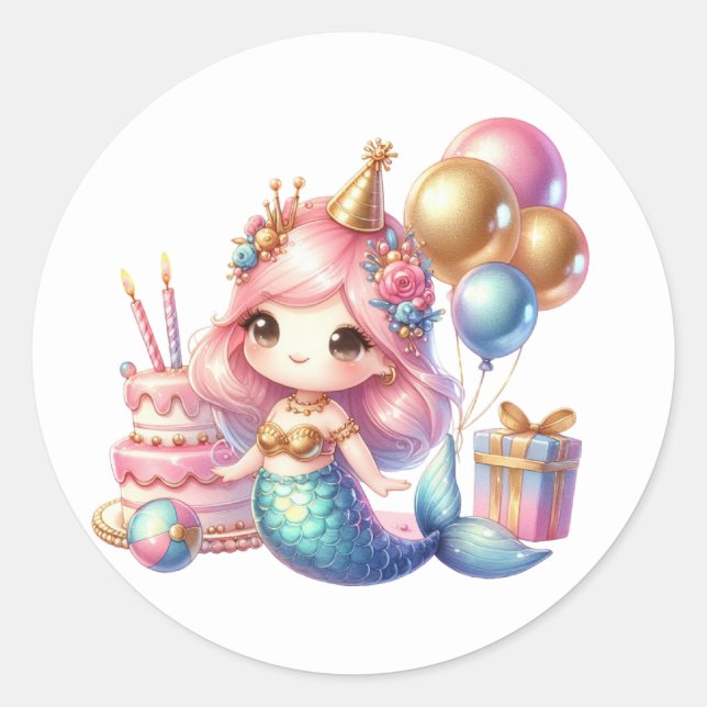 Adesivo Coloridos de Sereia Bonitos (Frente)